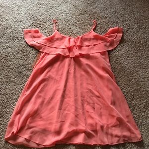 Peach off the shoulder dress